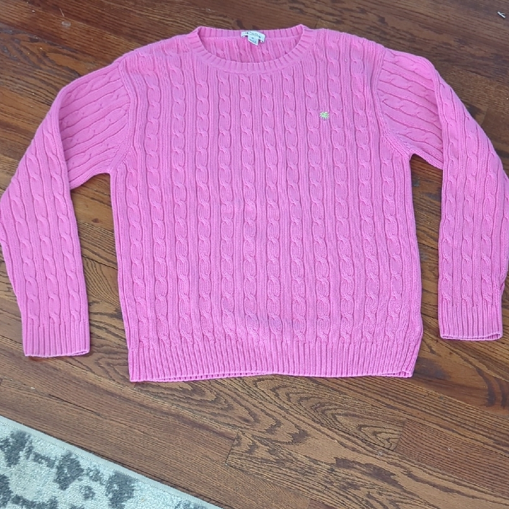 Lilly Pulitzer Pink Cable-Knit Crew Neck Sweater